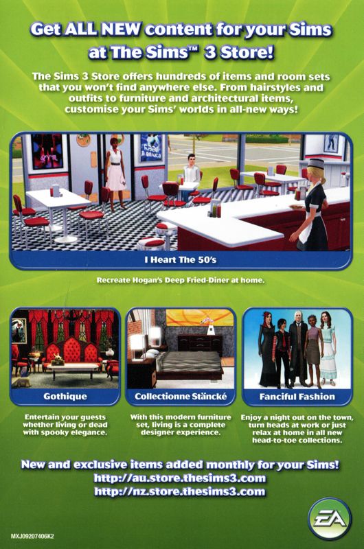 Advertisement for The Sims 3: Ambitions (Macintosh and Windows): Sims online flyer - front