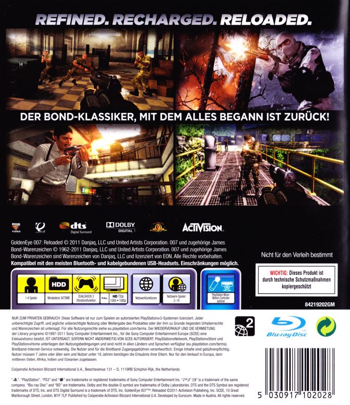 Back Cover for GoldenEye 007: Reloaded (PlayStation 3)