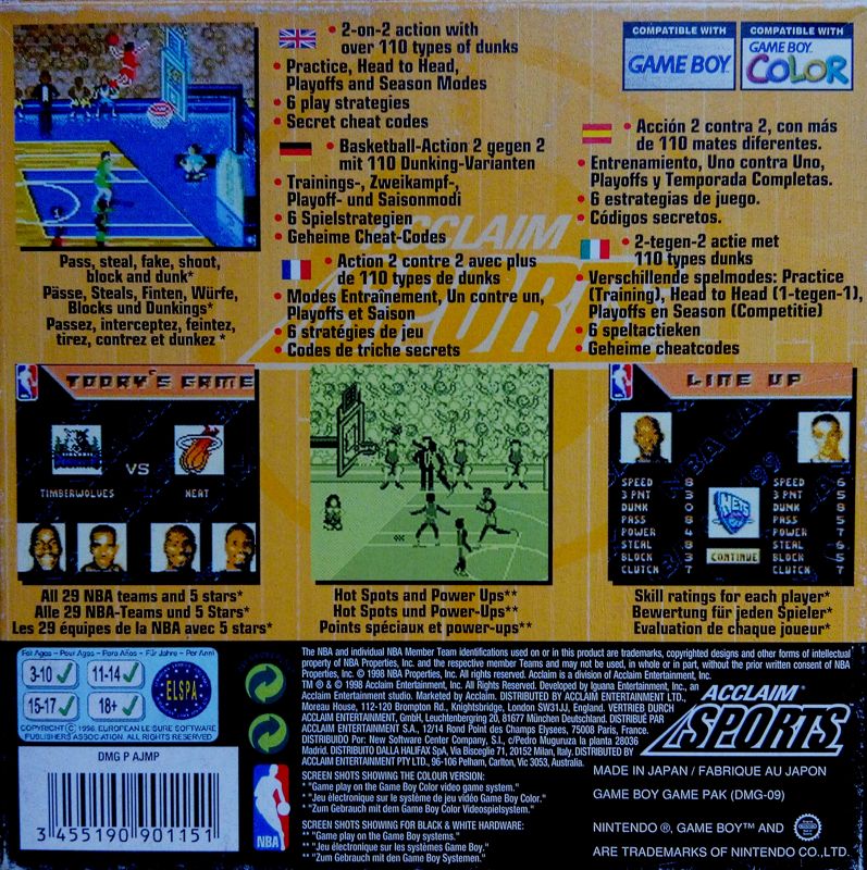 Back Cover for NBA Jam 99 (Game Boy Color)