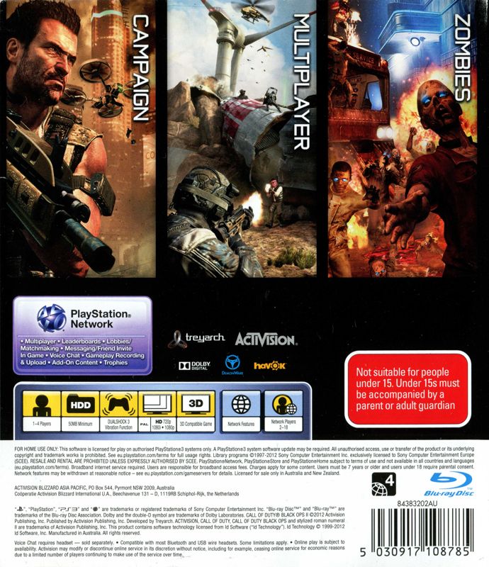 Back Cover for Call of Duty: Black Ops II (PlayStation 3)