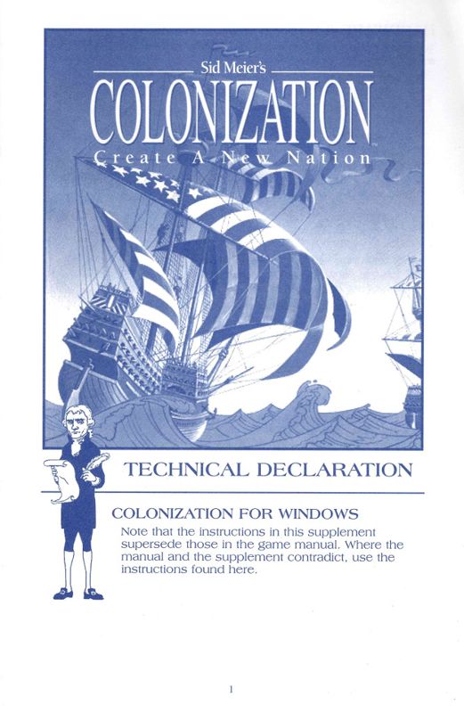 Other for Sid Meier's Colonization (Windows 3.x): Technical declaration