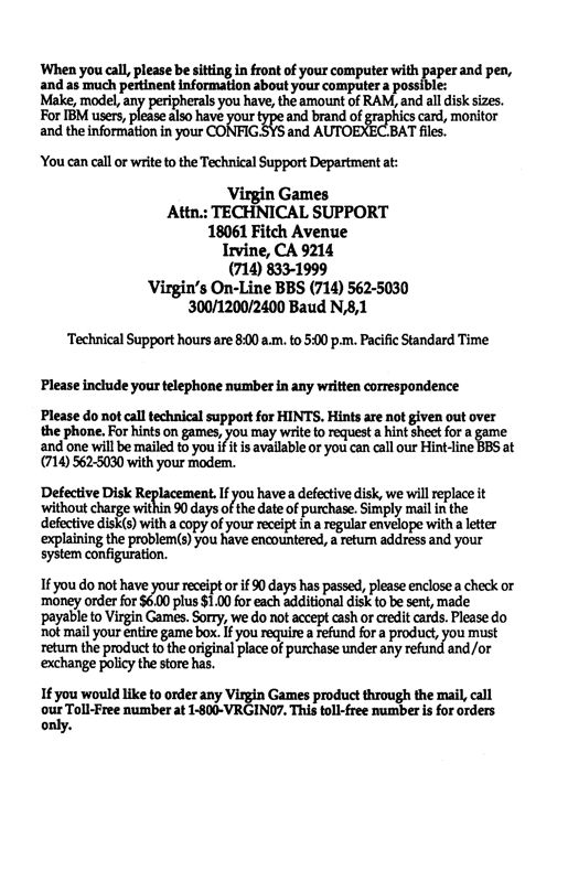 Extras for Warriors of Legend (DOS): Helps and Tips (Back)