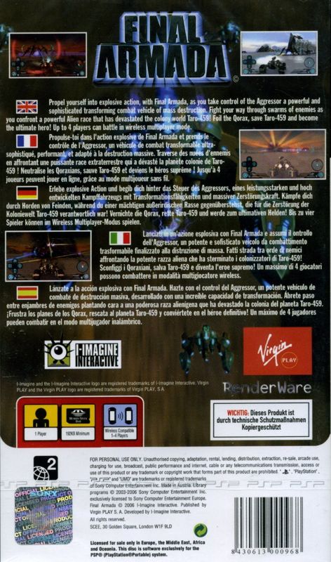 Back Cover for Final Armada (PSP)