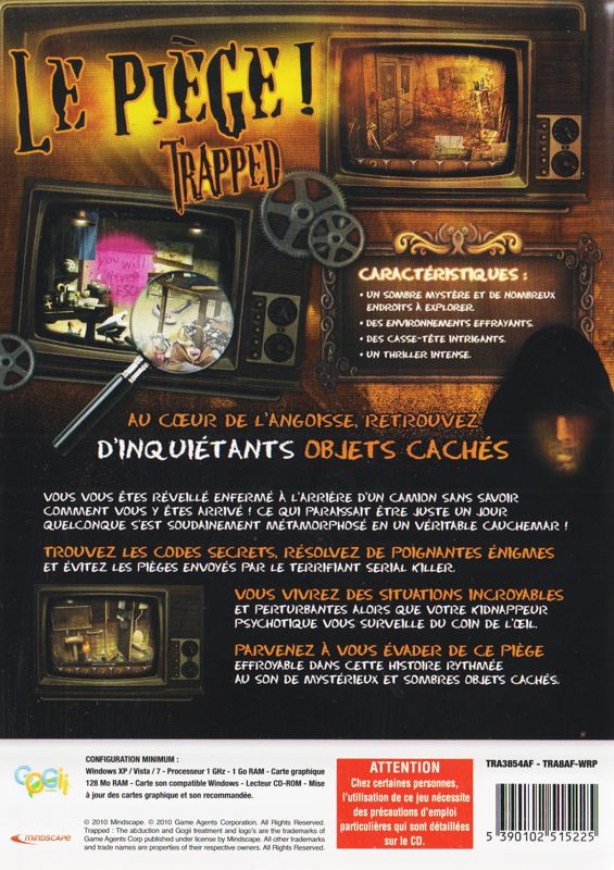 Back Cover for Trapped: The Abduction (Windows)