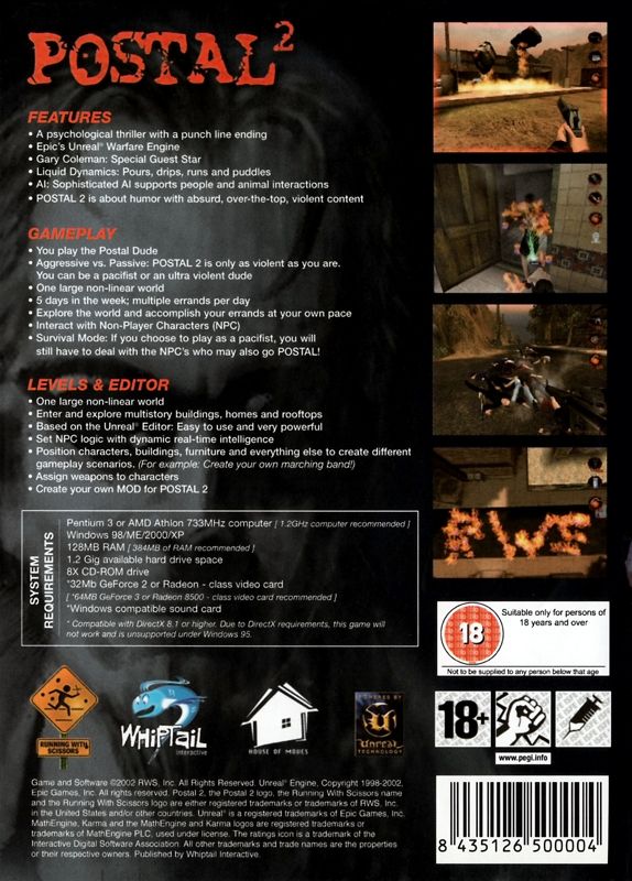 Back Cover for Postal² (Windows)