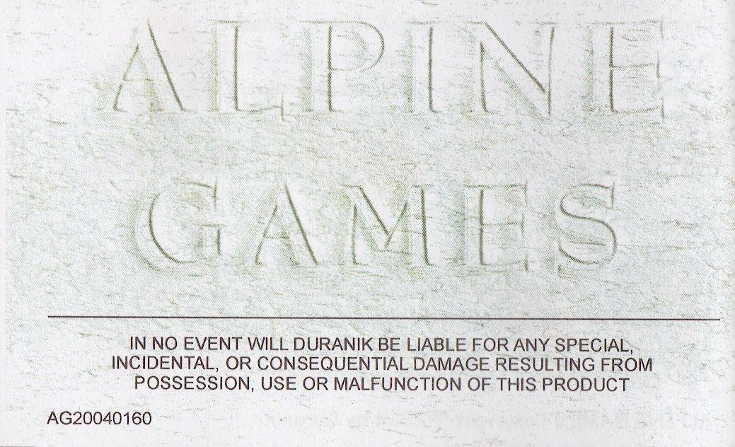 Manual for Alpine Games (Lynx): Back