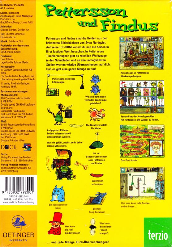 Back Cover for Pettson o Findus i snickarbon (Macintosh and Windows 16-bit) (Re-release)