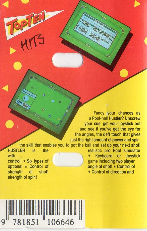 Back Cover for Minnesota Fats' Pool Challenge (Commodore 64) (Top Ten budget release)