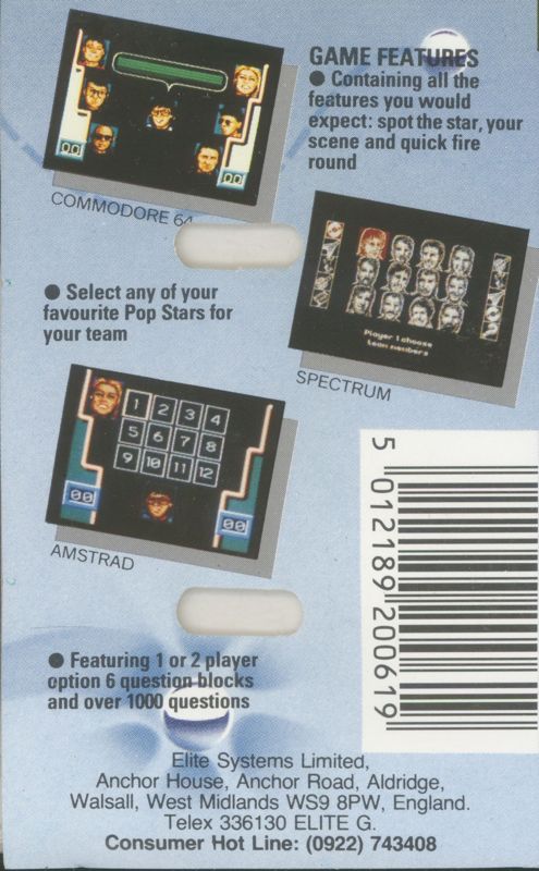 Back Cover for Mike Read's Computer Pop Quiz (ZX Spectrum)