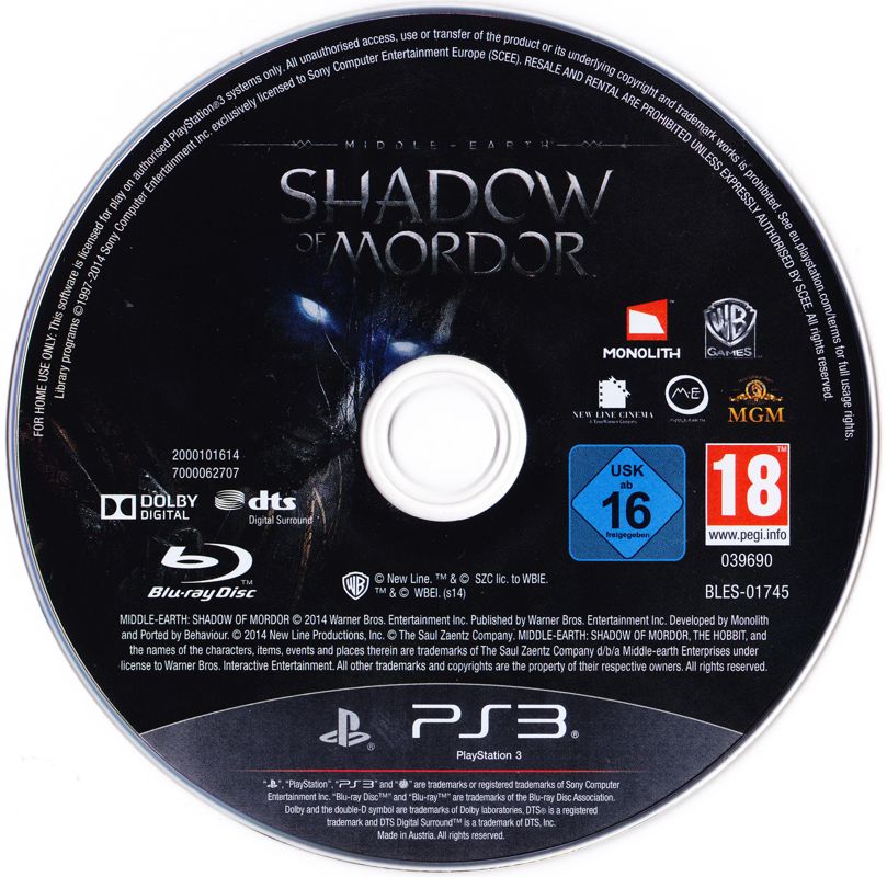 Media for Middle-earth: Shadow of Mordor - Legion Edition (PlayStation 3)