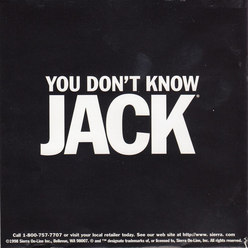 Inside Cover for You Don't Know Jack: Volume 2 (Macintosh and Windows and Windows 3.x) (1998 release): Front Reverse