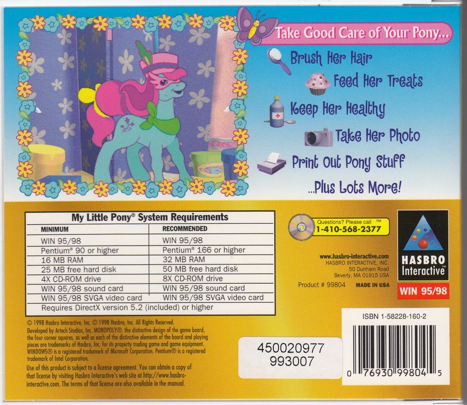 Back Cover for My Little Pony: Friendship Gardens (Windows) (Classic Value Series release)