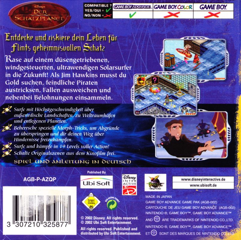 Back Cover for Disney's Treasure Planet (Game Boy Advance)