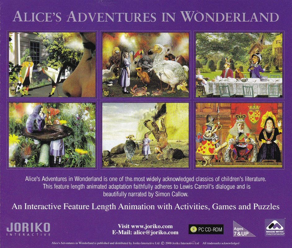 Other for Alice's Adventures in Wonderland (Windows): Jewel Case - Back