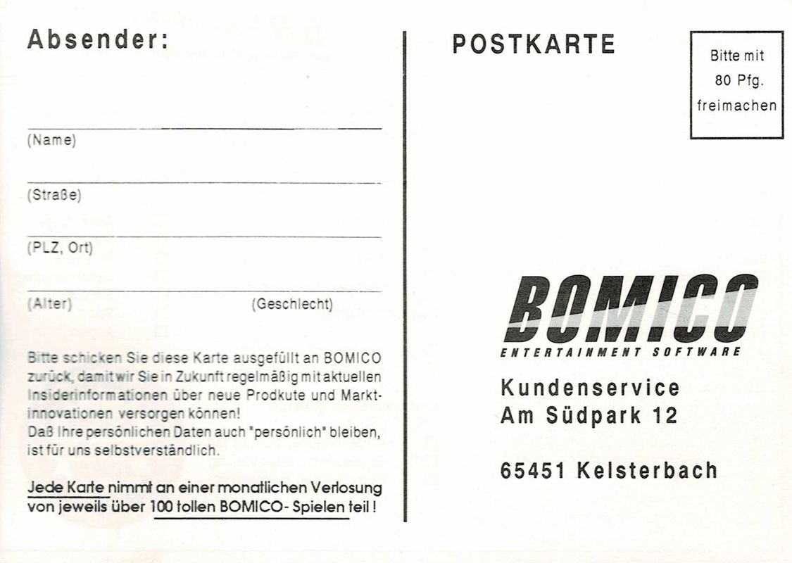 Extras for European Champions (DOS): Registration Card - Front