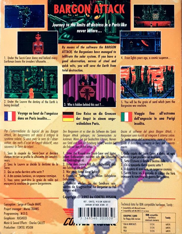 Back Cover for Bargon Attack (Atari ST)