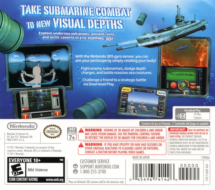 Back Cover for Steel Diver (Nintendo 3DS)