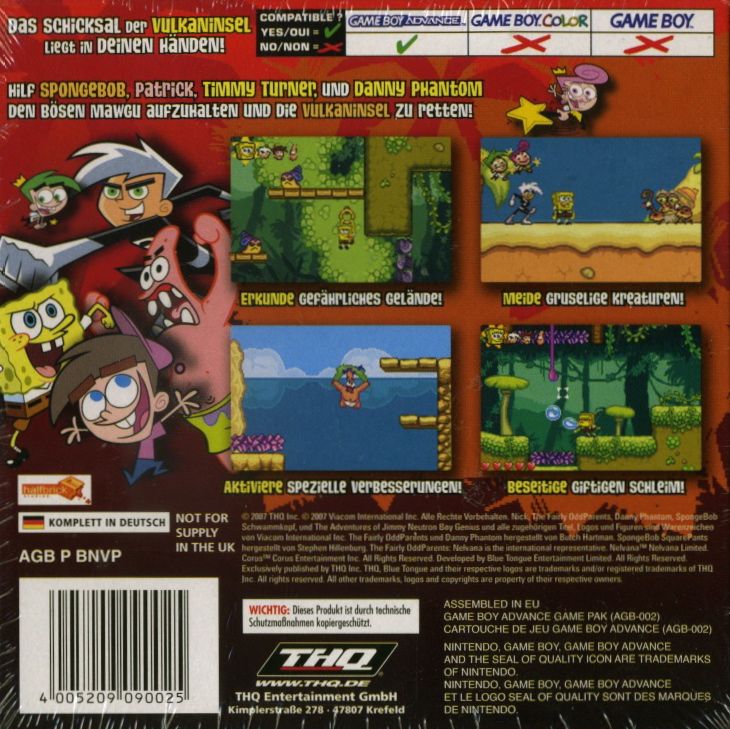 Back Cover for Nicktoons: Battle for Volcano Island (Game Boy Advance)