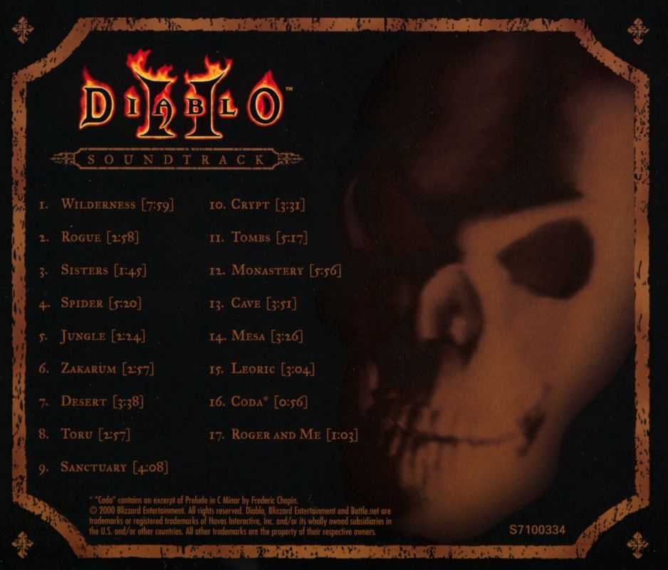 Soundtrack for Diablo II (Collector's Edition) (Windows): Jewel Case - Back