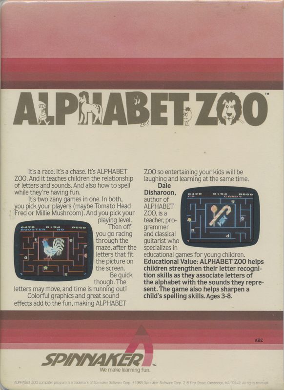 Back Cover for Alphabet Zoo (Commodore 64)