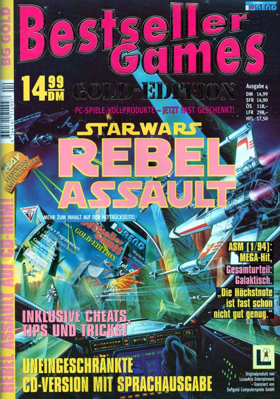 Front Cover for Star Wars: Rebel Assault (DOS) (Covermount BestSeller Games Gold Edition #04): Magazine Cover Front