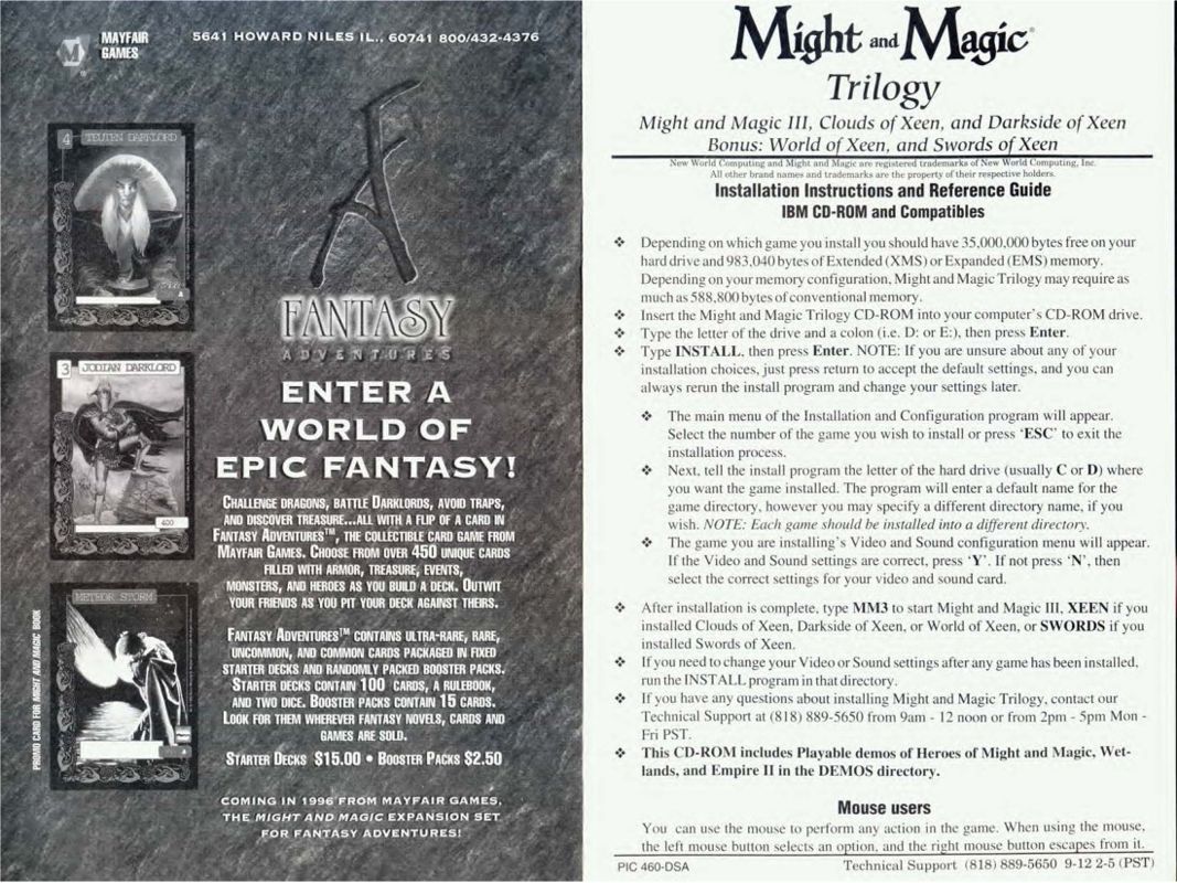 Reference Card for Might and Magic Sixpack (Windows) (GOG.com release): Might and Magic Trilogy