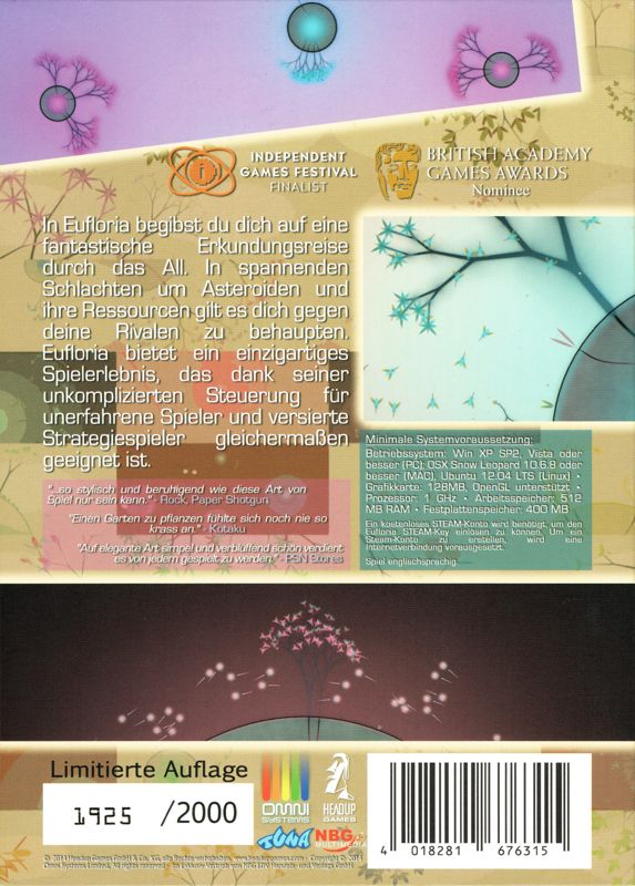 Back Cover for Eufloria: Limited Edition (Linux and Macintosh and Windows)
