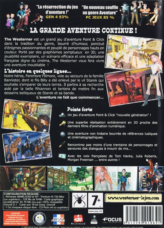Back Cover for Wanted: A Wild Western Adventure (Windows) (Collection Aventure (FOCUS 2004))
