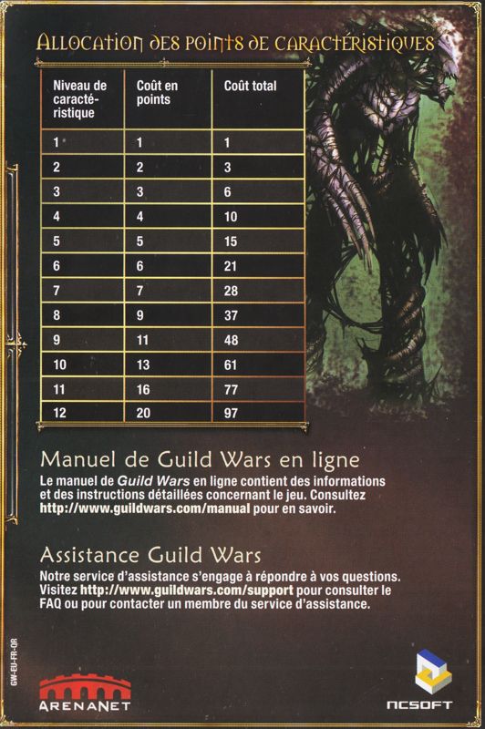 Reference Card for Guild Wars (Windows): Back (2-folded)
