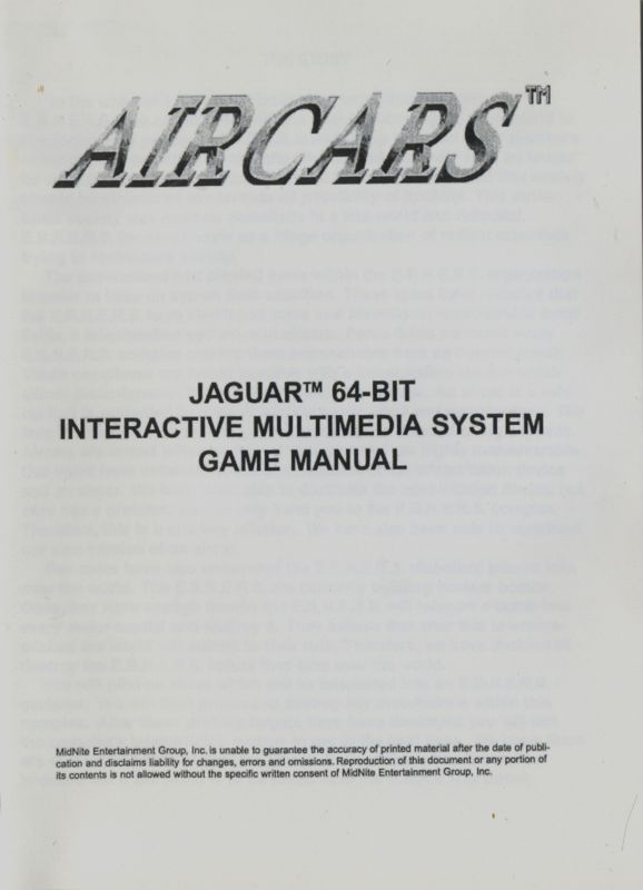 Manual for KA AirCars (Jaguar) (mail order release): Front