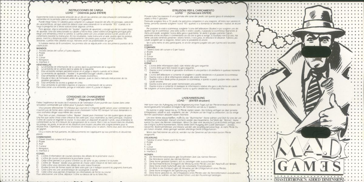 Inside Cover for Sport of Kings (ZX Spectrum)