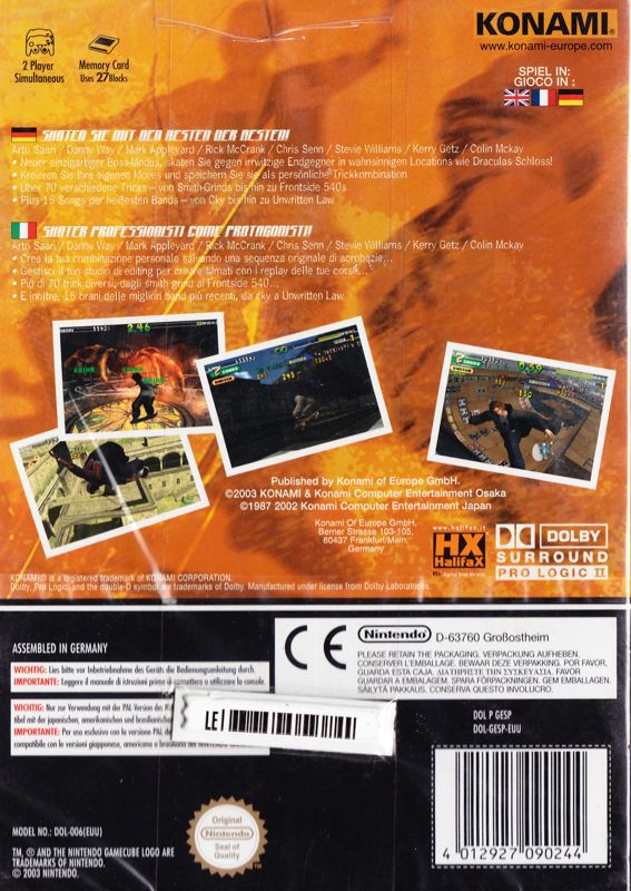 Back Cover for Evolution Skateboarding (GameCube)