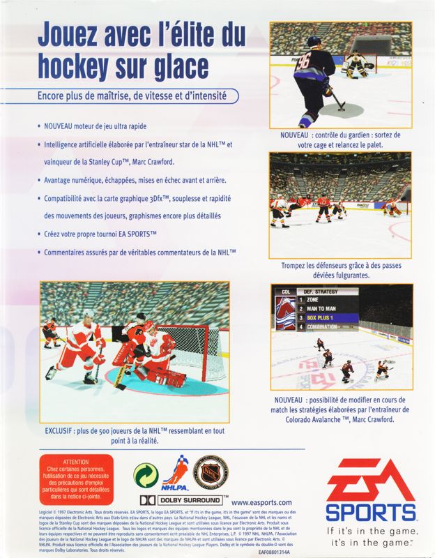 Back Cover for NHL 98 (Windows)