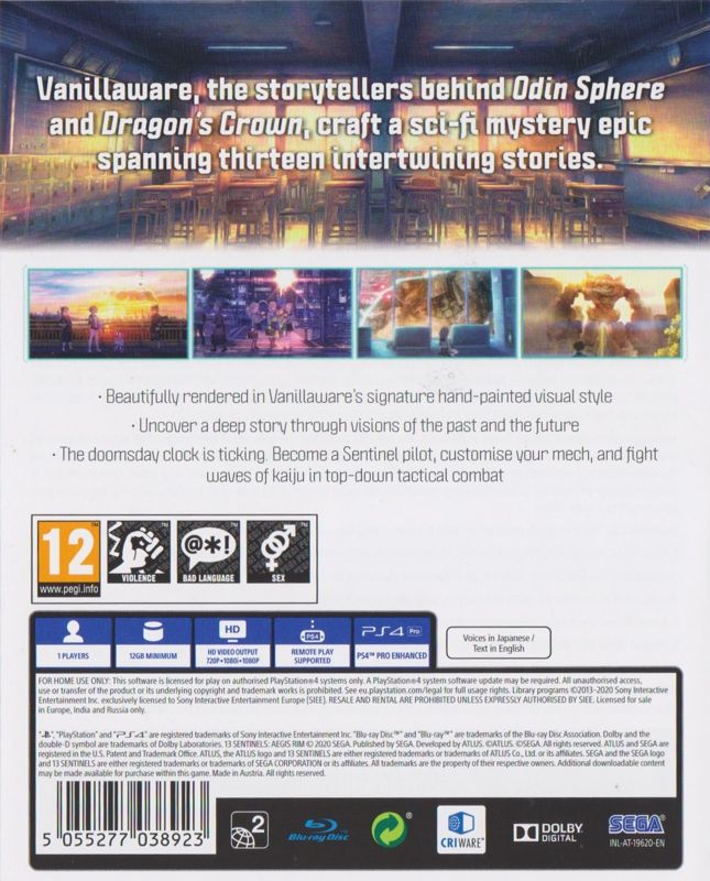 Back Cover for 13 Sentinels: Aegis Rim (PlayStation 4)