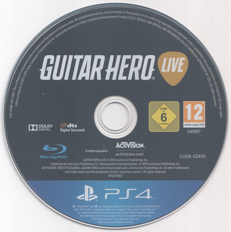 Media for Guitar Hero Live (PlayStation 4) (Bundled with guitar controller)