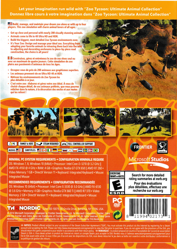 Zoo Tycoon: Ultimate Animal Collection cover or packaging material -  MobyGames