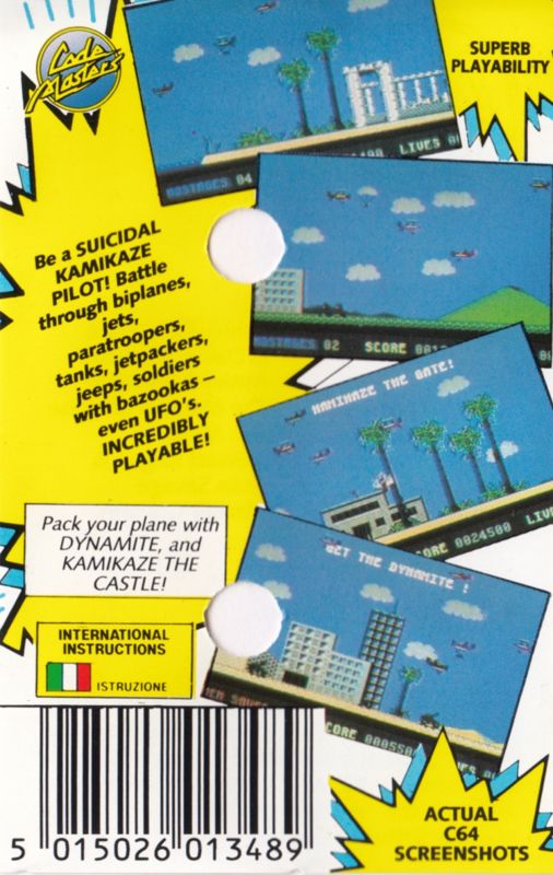 Back Cover for Kamikaze (Commodore 64)