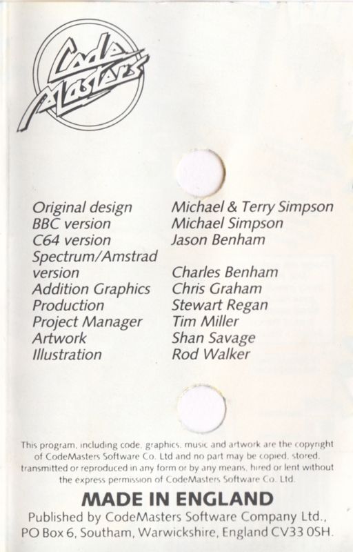 Inside Cover for By Fair Means or Foul (Commodore 64) (Alternate Back Cover Design): Far Right