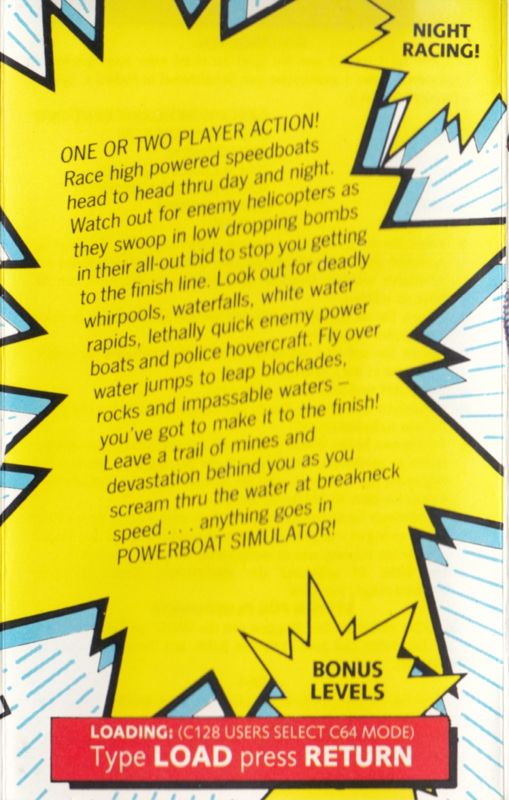 Inside Cover for Pro Powerboat Simulator (Commodore 64): Top Left