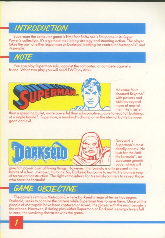 Inside Cover for Superman: The Game (ZX Spectrum)