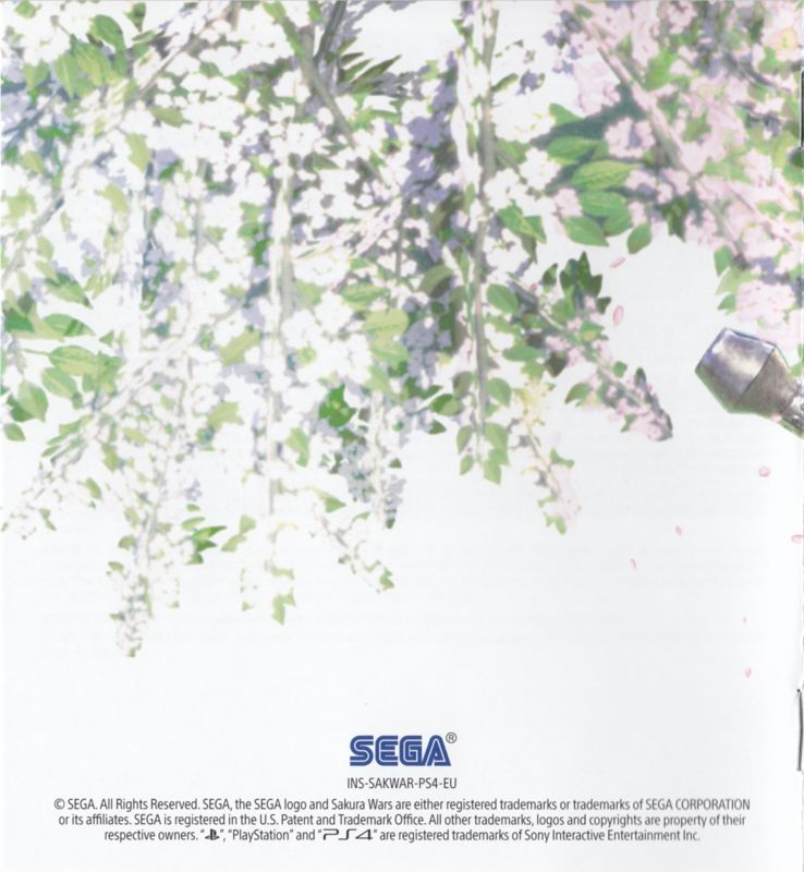 Manual for Sakura Wars (Launch Edition) (PlayStation 4): Back