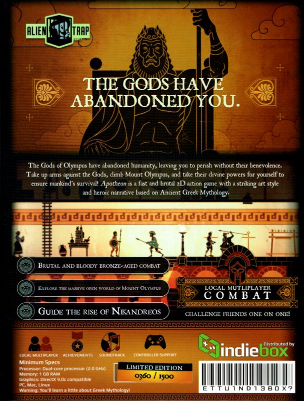 Back Cover for Apotheon (Limited Edition) (Linux and Macintosh and Windows)