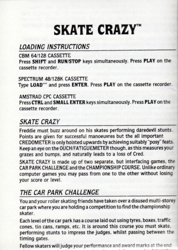 Manual for Skate Crazy (Commodore 64) (Kixx Release): Front