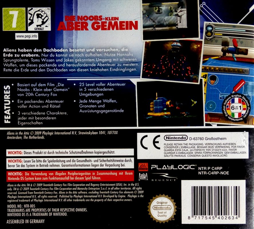 Back Cover for Aliens in the Attic (Nintendo DS)