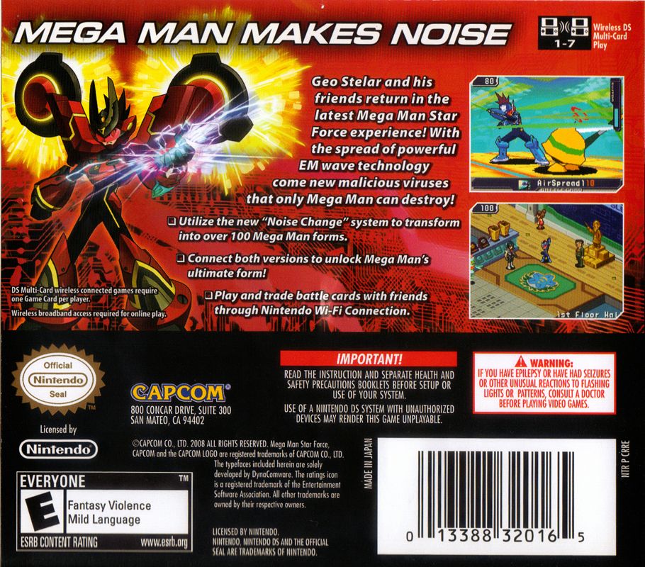 Back Cover for Mega Man Star Force 3: Red Joker (Nintendo DS)