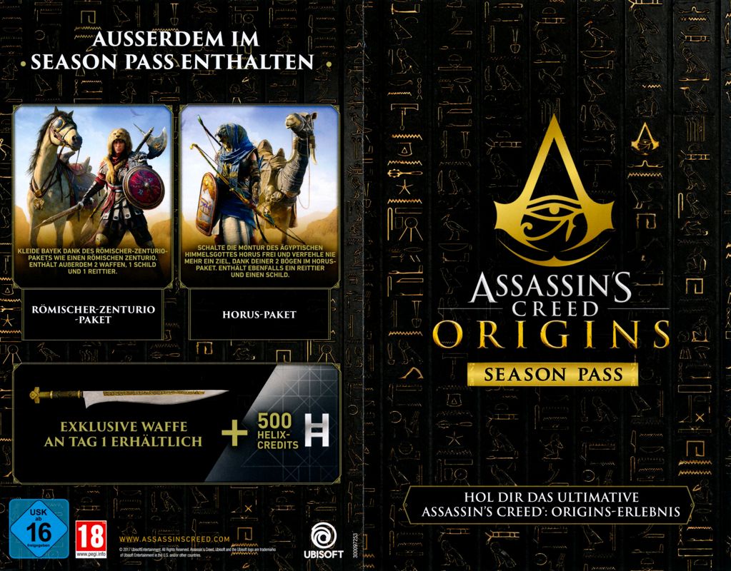 Advertisement for Assassin's Creed: Origins (Windows): Promotional Folder for The Season Pass - Inside
