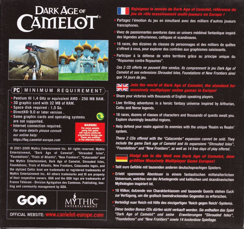Other for Dark Age of Camelot: Catacombs (Windows): Bonus Discs' Cardboard Folder - Back (4-folded)