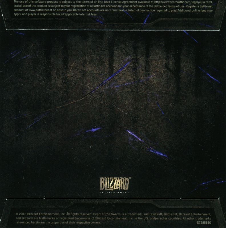 Other for StarCraft II: Heart of the Swarm (Macintosh and Windows): Disc Sleeve - Back