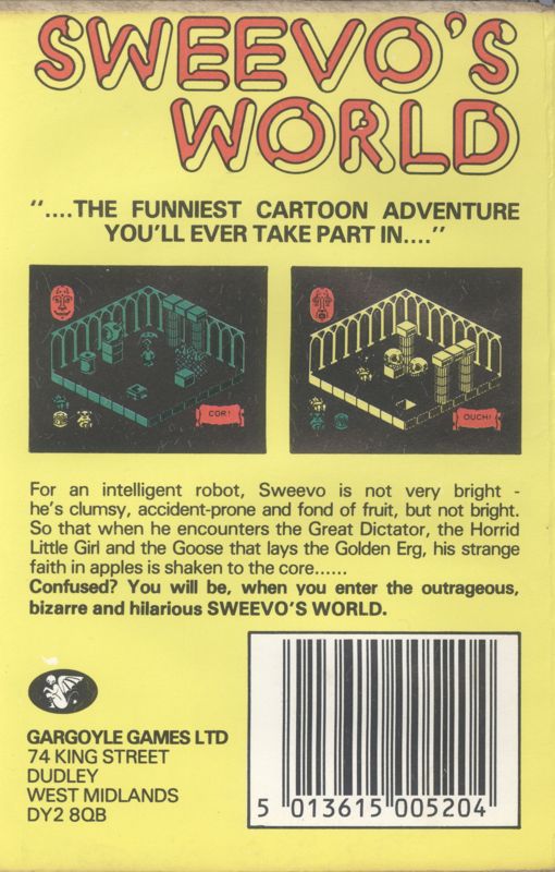 Back Cover for Sweevo's World (Amstrad CPC)