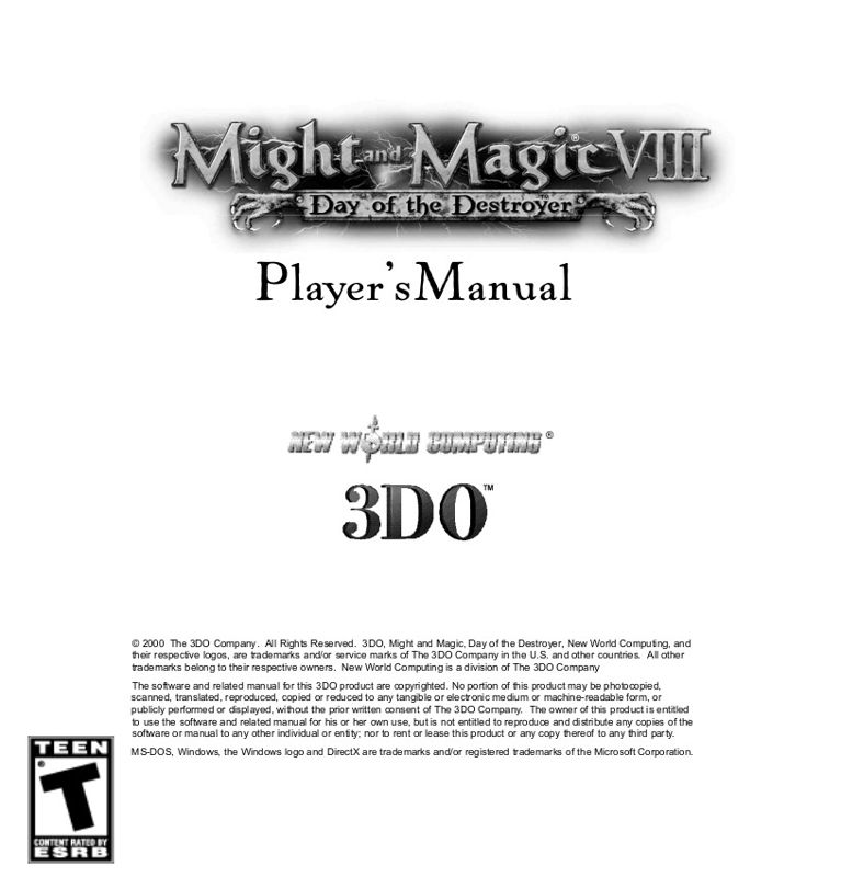 Manual for Might and Magic VIII: Day of the Destroyer (Windows) (GOG.com release): US version